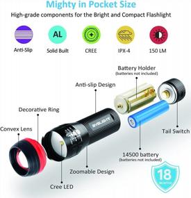 img 3 attached to BYBLIGHT Pack Of 4 Colorful Zoomable Flashlights With 150 Lumens LED For Indoor And Outdoor Use - Ideal For Car, Emergency, Camping, And Kids