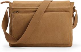 img 2 attached to Винтажная холщовая сумка-мессенджер для мужчин - сумка через плечо с 14-дюймовым отделением для ноутбука, идеально подходящая для повседневной книжной сумки и ранца