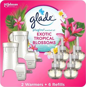 img 4 attached to Glade PlugIns Refills Air Freshener Starter Kit, Tropical Blossoms - Scented & Essential Oils for Home & Bathroom, 4.02 Fl Oz, 2 Warmers + 6 Refills