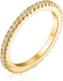 img 4 attached to Stackable Eternity Bands For Women - KISPER 18K Gold Plated Rings With Cubic Zirconia