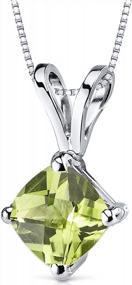 img 4 attached to Peora Peridot Solitaire Pendant - Classic Cushion Cut In 14K White Gold, 6Mm Size, 1 Carat Total Weight