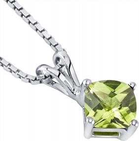 img 1 attached to Peora Peridot Solitaire Pendant - Classic Cushion Cut In 14K White Gold, 6Mm Size, 1 Carat Total Weight
