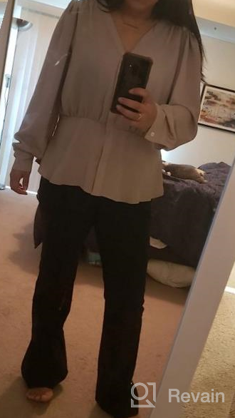 img 1 attached to Women'S Elegant V Neck Chiffon Blouse With Ruffles, Vintage Empire Waist Long Sleeve Shirt review by Holly Smith