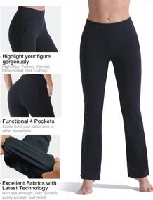 img 1 attached to Bootcut Yoga Pants For Women With Pockets - Workout & Dress Pants W/ Tummy Control By FITTIN