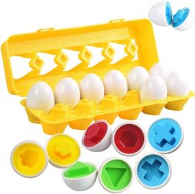 img 4 attached to CPSYUB Montessori Matching Eggs: Educational Learning Toys For 1-3 Year Old Boys And Girls With Color & Shape Recognition Skills; BPA-Free Easter Eggs Gifts (Set Of 12 Toddler Toys)