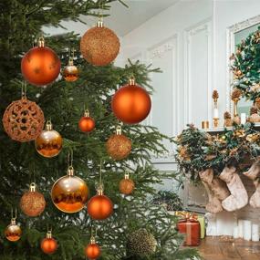 img 2 attached to Набор из 100 оранжевых рождественских шаров - небьющиеся рождественские декоративные подвески для елки, праздника, внутреннего декора от ILLUMINEW