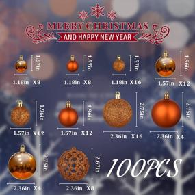 img 3 attached to 100Pcs Orange Christmas Ball Ornaments Set - Shatterproof Xmas Decorative Pendants For Tree Party Holiday Indoor Decor By ILLUMINEW