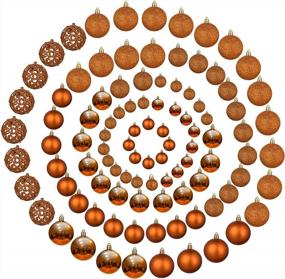 img 4 attached to 100Pcs Orange Christmas Ball Ornaments Set - Shatterproof Xmas Decorative Pendants For Tree Party Holiday Indoor Decor By ILLUMINEW