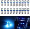 20-pack ba9 ba9s ice blue led car light bulbs for license plate, side door, courtesy, interior dome, and map lights - 53, 57, 1895, 64111 compatible logo
