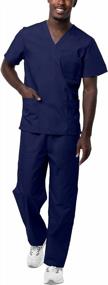 img 4 attached to Comfortable And Classic SIVVAN Unisex Scrubs - V-Neck Top And Drawstring Pants Set
