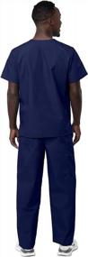 img 3 attached to Comfortable And Classic SIVVAN Unisex Scrubs - V-Neck Top And Drawstring Pants Set