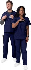 img 2 attached to Comfortable And Classic SIVVAN Unisex Scrubs - V-Neck Top And Drawstring Pants Set