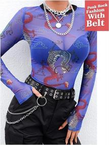 img 1 attached to Double Grommet Leather Belt With Detachable Chain For Women Men SUOSDEY Punk Rock Style Jeans Belt