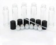 🍶 6-pack clear thick glass 10ml roller bottles with stainless steel roller ball and 2 droppers - ideal for essential oils logo