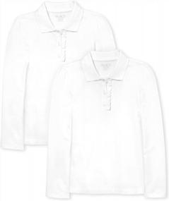 img 4 attached to Girls Long Sleeve Ruffle Polo Shirt By The Children'S Place