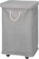 mdesign large polyester rolling laundry hamper with wheels, removable lid, and rope carrying handles - collapsible hampers with wheels for compact storage - tall single compartment basket - gray logo
