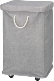 img 4 attached to MDesign Large Polyester Rolling Laundry Hamper With Wheels, Removable Lid, And Rope Carrying Handles - Collapsible Hampers With Wheels For Compact Storage - Tall Single Compartment Basket - Gray
