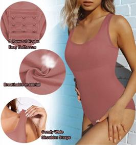 img 2 attached to Women'S Slimming Tummy Control Full Body Shaper Waist Trainer Vest Romper Jumpsuit Top With Round Neck