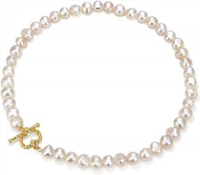 img 4 attached to YorzAhar Murano Glass Love Heart Pearl Necklace, 7-8.5Mm Baroque Pearls Strand Chain For Women Gifts
