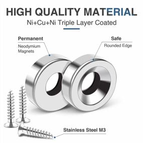 img 1 attached to 50Pcs Strong Neodymium Magnets With Hole & Mounting Screws - Heavy Duty Rare Earth Disc Countersunk For Locker, Tool Storage & Crafts