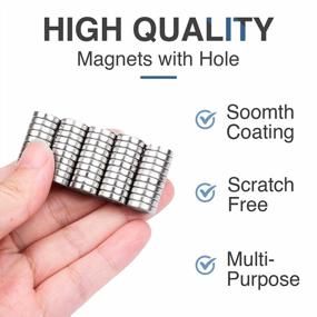 img 2 attached to 50Pcs Strong Neodymium Magnets With Hole & Mounting Screws - Heavy Duty Rare Earth Disc Countersunk For Locker, Tool Storage & Crafts