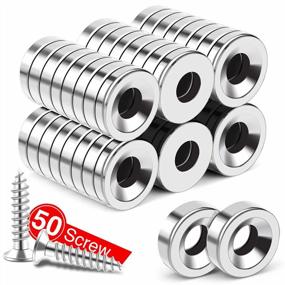 img 4 attached to 50Pcs Strong Neodymium Magnets With Hole & Mounting Screws - Heavy Duty Rare Earth Disc Countersunk For Locker, Tool Storage & Crafts
