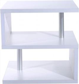 img 2 attached to Sleek And Functional: HOMCOM 20" Modern End Table With Storage Shelf And Steel Poles In White
