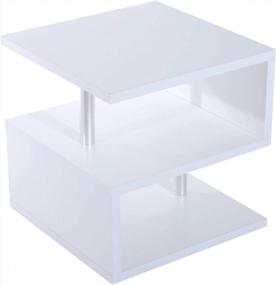 img 4 attached to Sleek And Functional: HOMCOM 20" Modern End Table With Storage Shelf And Steel Poles In White