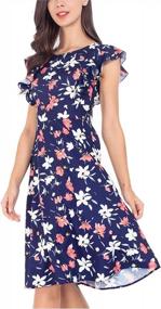 img 2 attached to Women'S Floral Print Fit & Flare Knee Length Party Dress By AUQCO