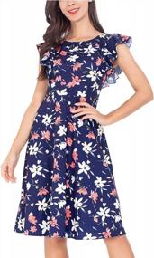 img 3 attached to Women'S Floral Print Fit & Flare Knee Length Party Dress By AUQCO