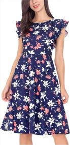 img 4 attached to Women'S Floral Print Fit & Flare Knee Length Party Dress By AUQCO