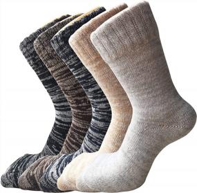 img 4 attached to 5 Pack Women'S Wool Socks Winter Warm Thick Knit Cabin Cozy Crew Soft Gifts For Women