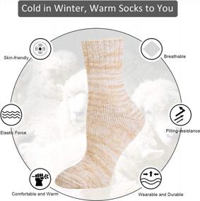 img 2 attached to 5 Pack Women'S Wool Socks Winter Warm Thick Knit Cabin Cozy Crew Soft Gifts For Women