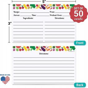 img 3 attached to Premium Set Of 50 Double-Sided 3" X 5" Recipe Cards, Featuring Fruits And Vegetables - Made In USA By 321Done
