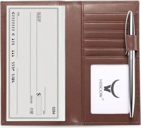 img 4 attached to Итальянский кошелёк для чеков и карточек из телячьей кожи - мягкая кожа, отделитель, производитель HISCOW (коричневый)