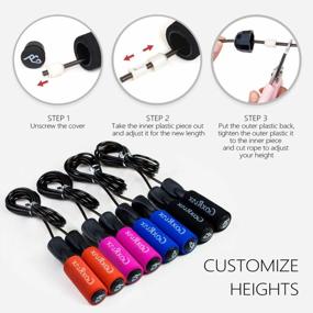 img 1 attached to Jump Rope 2 Pack - Steel Wire Adjustable Skipping Speed Crossfit Exercise For Kids, Women, Men All Heights And Skill Levels With Anti-Slip Handles For Workout Fitness