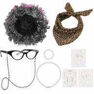 complete 100 days of school costume set: old lady wig, glasses, necklace, and tattoo sticker by aodaer logo