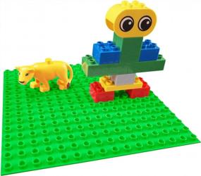 img 2 attached to Large Green Baseplates For Toddlers - 10X10 Inch Compatible With Large Building Blocks (6 Pack)
