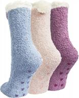 soft plush winter fuzzy socks for women - 3 pairs of casual, cozy slipper socks perfect for home and sleeping, great gifts for women логотип