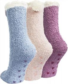 img 4 attached to Soft Plush Winter Fuzzy Socks For Women - 3 Pairs Of Casual, Cozy Slipper Socks Perfect For Home And Sleeping, Great Gifts For Women