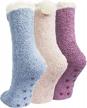 soft plush winter fuzzy socks for women - 3 pairs of casual, cozy slipper socks perfect for home and sleeping, great gifts for women logo