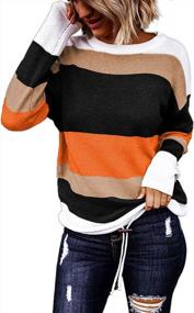 img 4 attached to Lovezesent Womens Long Sleeve Color Block Cozy Winter Knit Sweater Pullover Tops