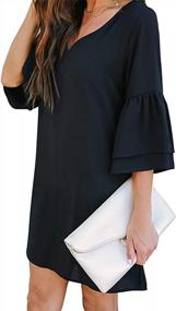 img 1 attached to Women'S Summer Casual Bell Sleeve V Neck Shift Dress - Perfect For Beach House Dresses!
