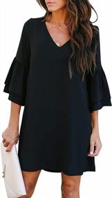 img 4 attached to Women'S Summer Casual Bell Sleeve V Neck Shift Dress - Perfect For Beach House Dresses!