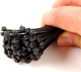 img 1 attached to 🔒 100 Pack 7 Inch Black Nylon Cable Zip Ties - 50 lb. Strength by SNUG Fasteners (SNG896)