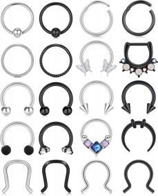 img 4 attached to Stylish 16G Septum Rings Hoop Made Of Stainless Steel, Perfect For Septum, Nose Ring & Cartilage Earrings, Helix Tragus Septum Piercing Jewelry By Anicina
