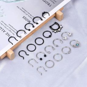 img 3 attached to Stylish 16G Septum Rings Hoop Made Of Stainless Steel, Perfect For Septum, Nose Ring & Cartilage Earrings, Helix Tragus Septum Piercing Jewelry By Anicina