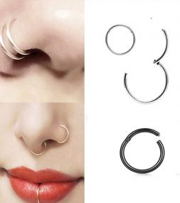 img 2 attached to Stylish 16G Septum Rings Hoop Made Of Stainless Steel, Perfect For Septum, Nose Ring & Cartilage Earrings, Helix Tragus Septum Piercing Jewelry By Anicina