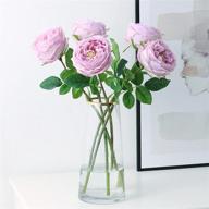 ukeler 4 шт. real touch искусственные цветы остин роуз пион со стеблем для домашнего декора цветочная композиция украшение свадебной вечеринки, светло-фиолетовый логотип