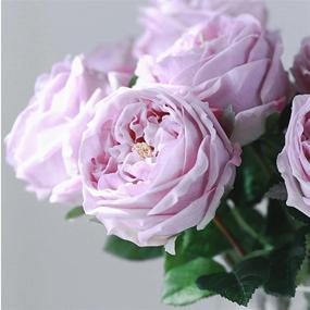 img 1 attached to UKELER 4 Pcs Real Touch Artificial Flowers Austin Rose Peony With Stem For Home Decor Flower Arrangement Wedding Party Decoration, Light Purple